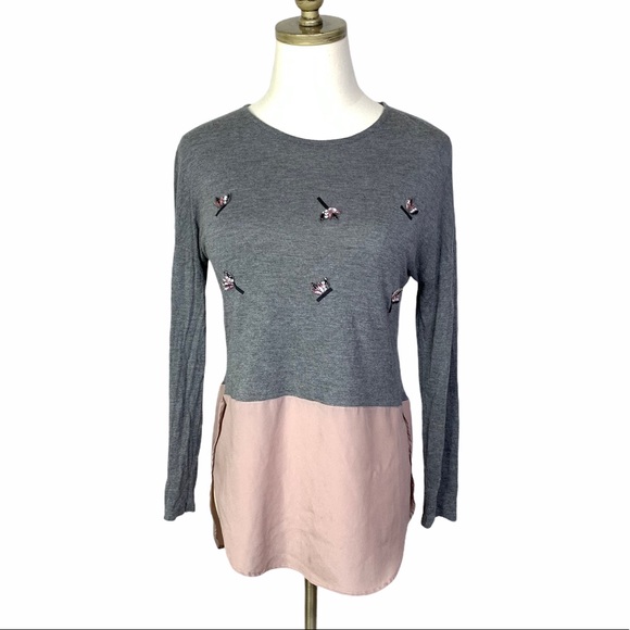 Zara Tops - Zara Woman LS Blouse Rhinestone Embellished 2185